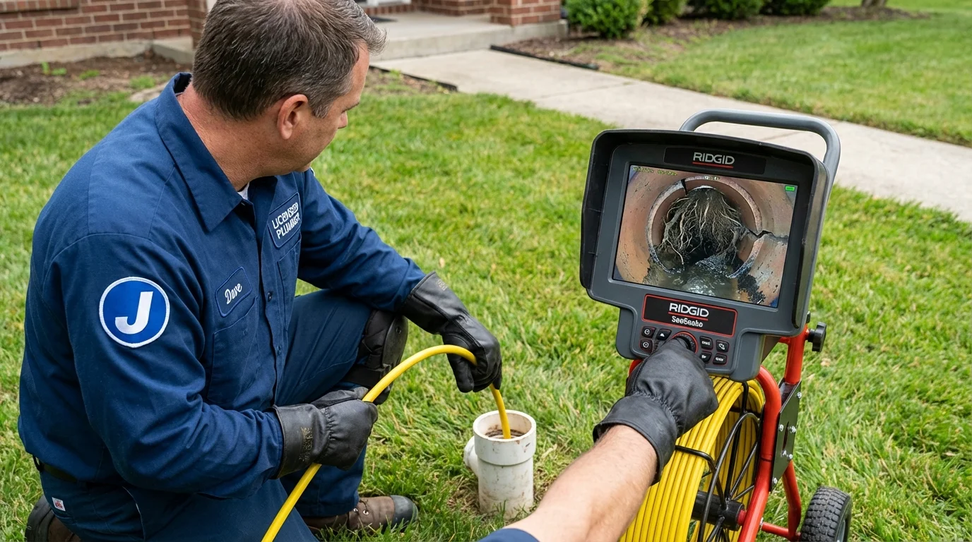 Sewer camera inspection being performed by Johns Plumbing LLC in Turtle Lake